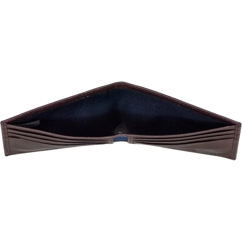 Men's Brown Bifold Leather Wallet RFID Blocking ID Window Card Slots